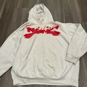 White Hoodie with Red Graphic